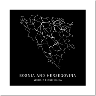 Bosnia and Herzegovina Road Map Posters and Art